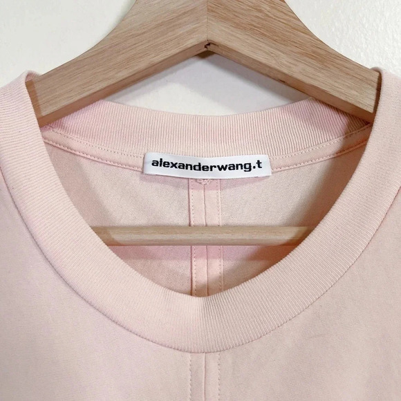 T BY ALEXANDER WANG Pink Ruched Round Neck Dress - Picture 7 of 15